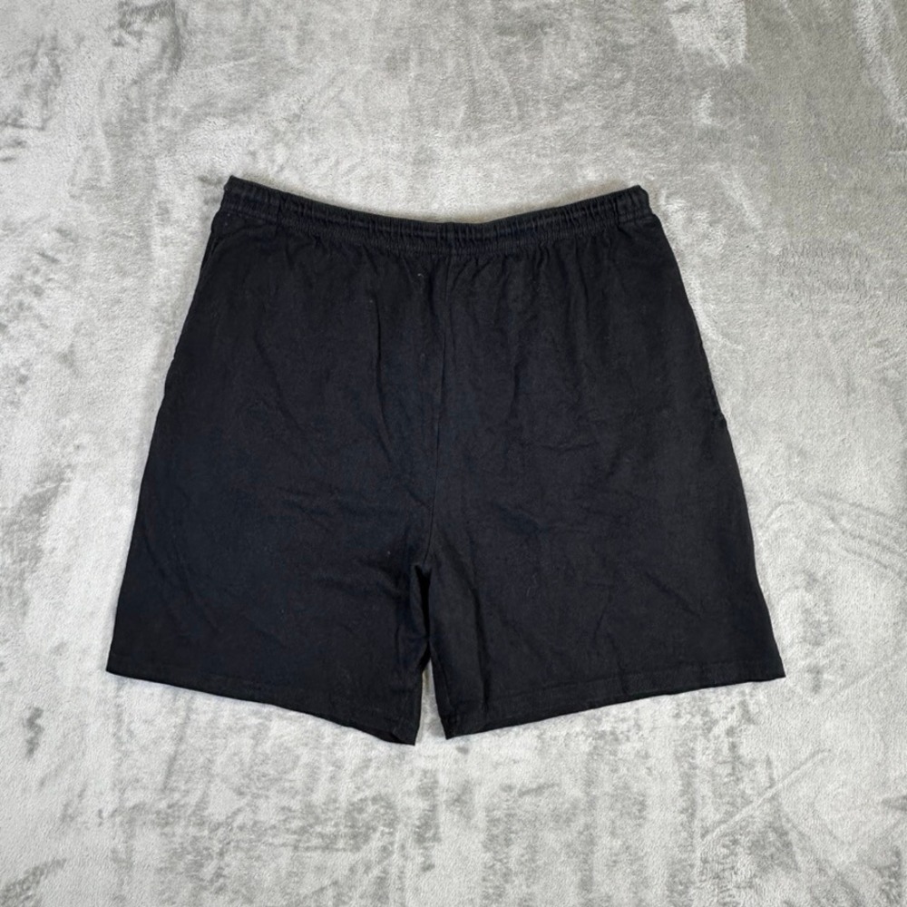 Hanes Mens Black Cotton Jersey Knit Shorts Elastic Waist Large 046029355844